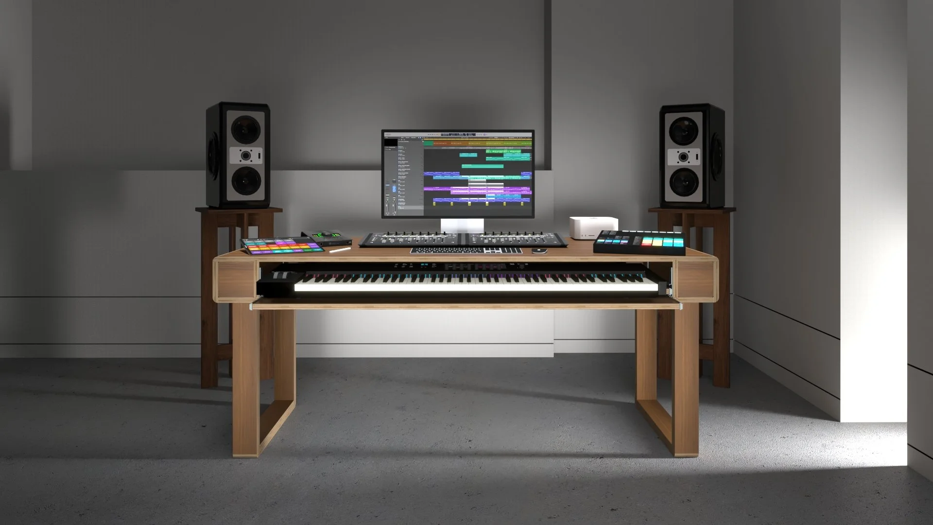 Filipa Studio | ORIGIN | Music studio desk with keyboard tray and